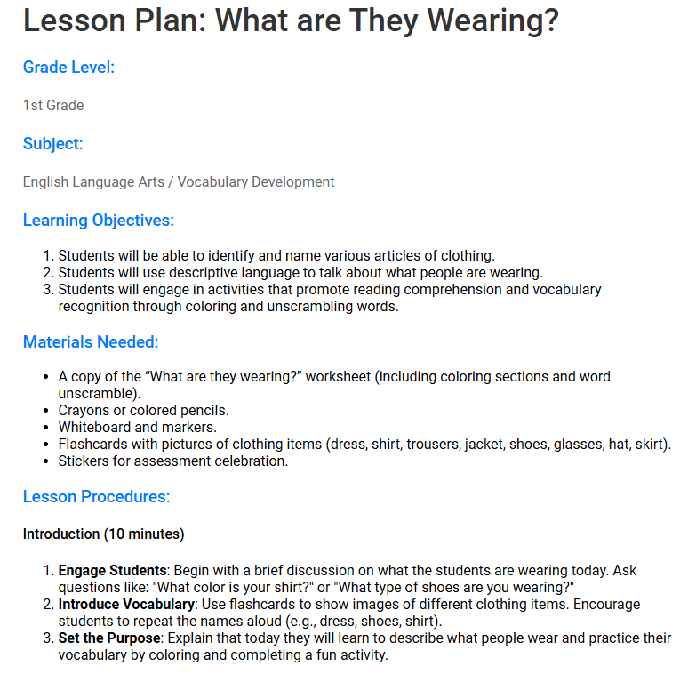 Partial lesson plan for a second example after adding extra context to an image input for ailessonplanner.xyz