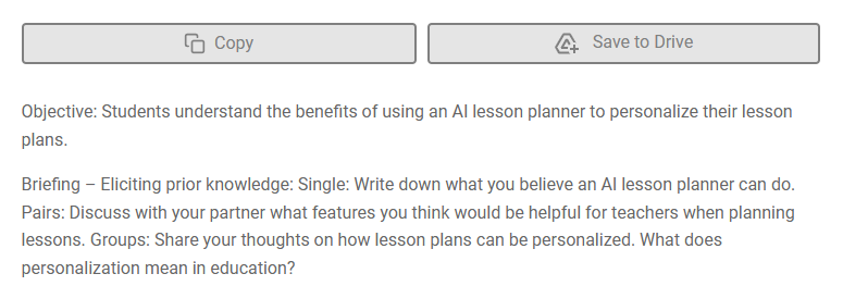 AI Lesson Planner generating personalized lesson plans