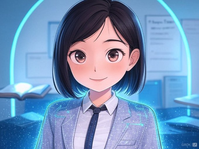 Close-up of the AI Lesson Planner Anime teachers face. The teacher is smiling and looking at the camera.